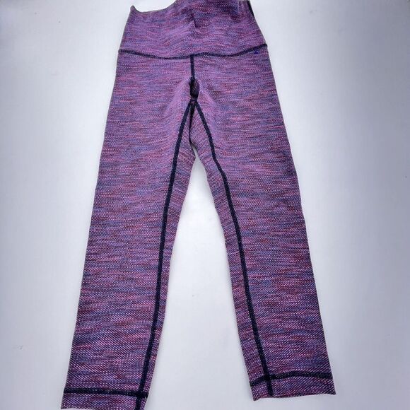 Lululemon Tights Wunder Under Crop 4 Capri Athletic Yoga Stretch Running Purple - Picture 1 of 3